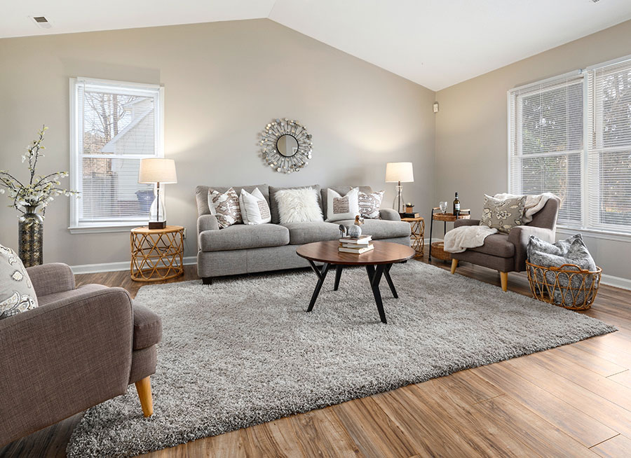 Modern, cozy, clean home living room to represent home cleaning services in the Twin Cities, Minnesota